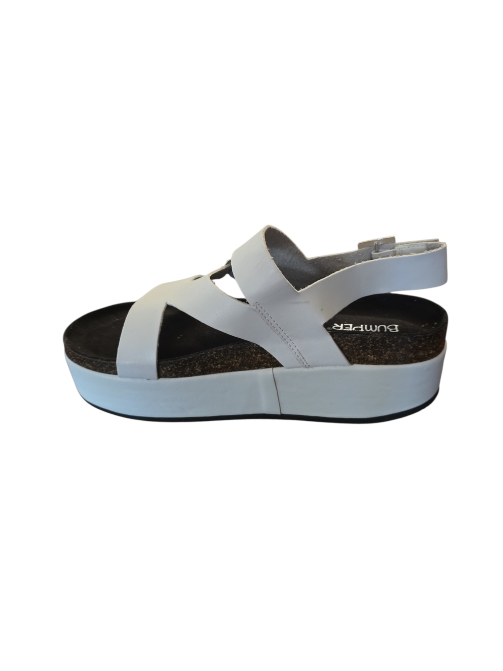 Bumper White Platform Sandal with Buckle Straps - Picture 3 of 9